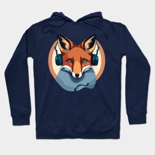 t-shirt design, fox with headphones on its ears, digital art Hoodie